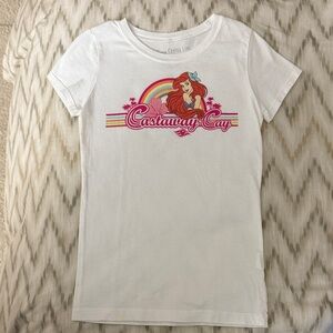 Disney White Castaway Cay Tee with Ariel and Rainbow